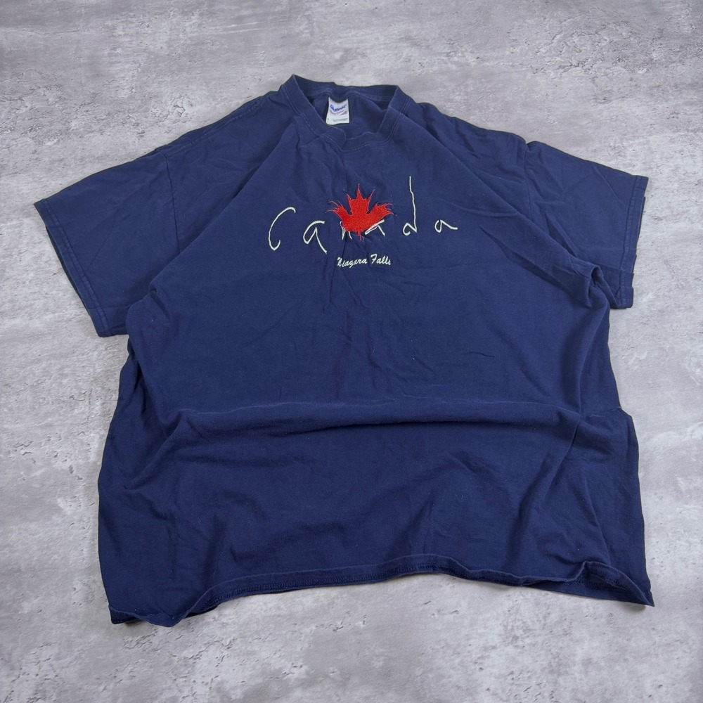 Gildan T-Shirt Canada Niagara Falls XL Navy Blue Y2K